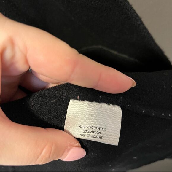Eileen Fisher Black Stand Collar Open Front Wool/Cashmere Blend Jacket Small - Picture 9 of 12